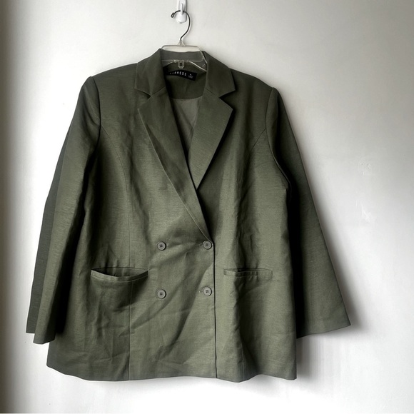 Princess Polly Lioness La Quinta Green Khaki Oversized Double Breasted Blazer XL - Picture 9 of 12